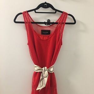 MIHA Red Double Layered Top with Golden Thread